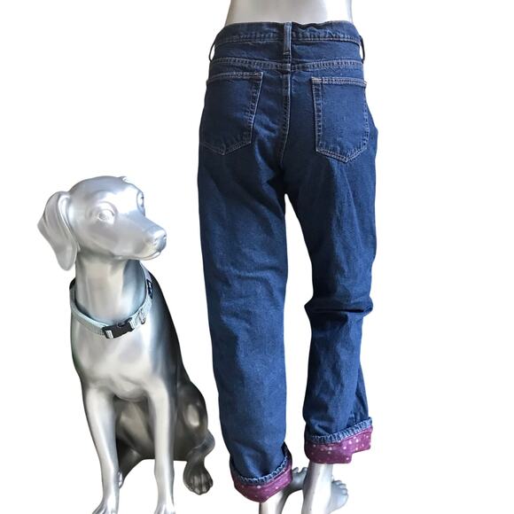 Cabela's Flannel Lined  Purple Polka Dot Jeans Women’s Size 12 R - Picture 1 of 7